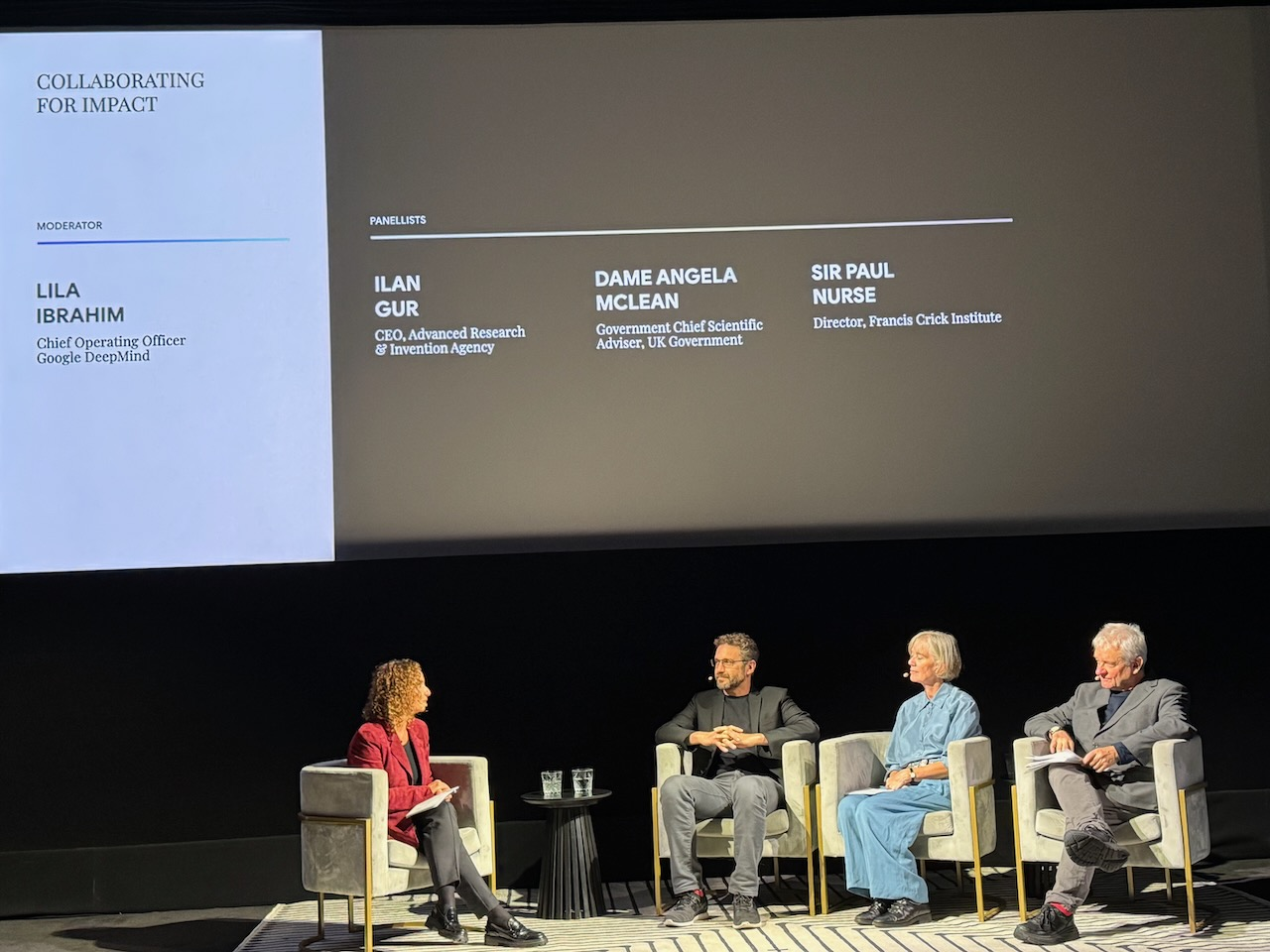 Lila, Ilan, Angela and Paul on stage.