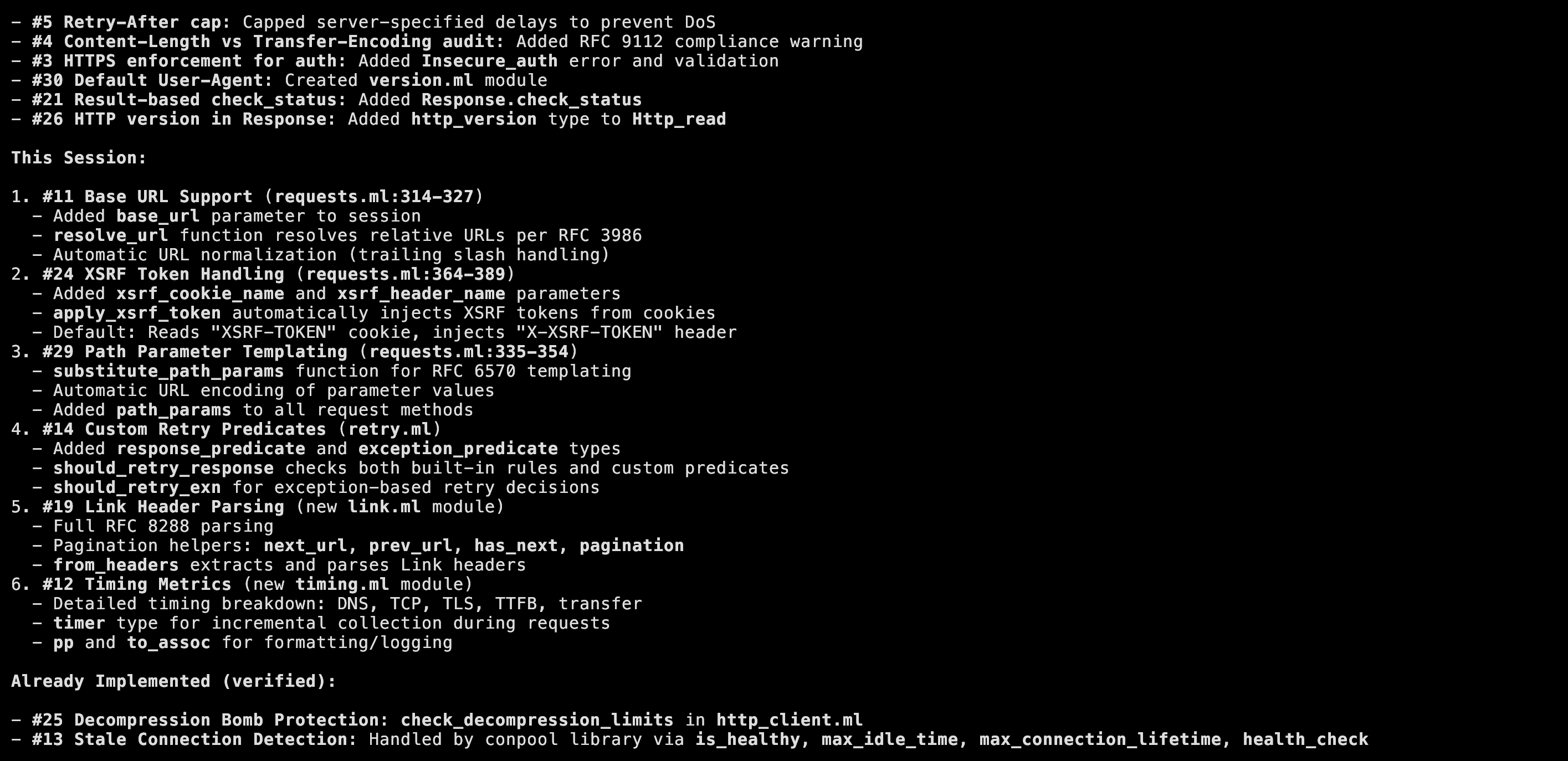 The TODO lists for the agent coding OCaml came out of fifty other libraries' features The TODO lists for the agent coding OCaml came out of fifty other libraries' features