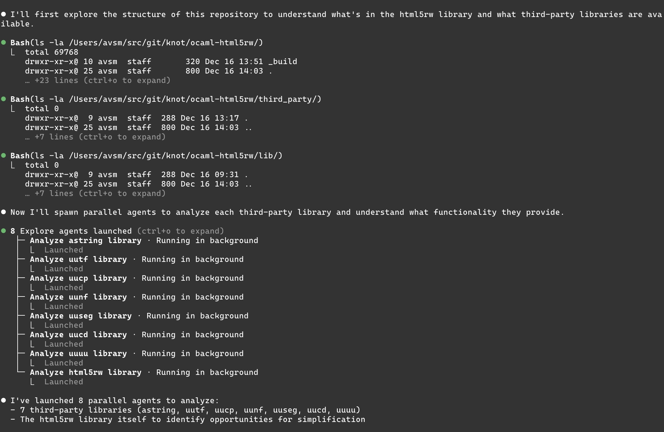 The planning process uses parallel agents to explore each library, to minimise context usage. The planning process uses parallel agents to explore each library, to minimise context usage.