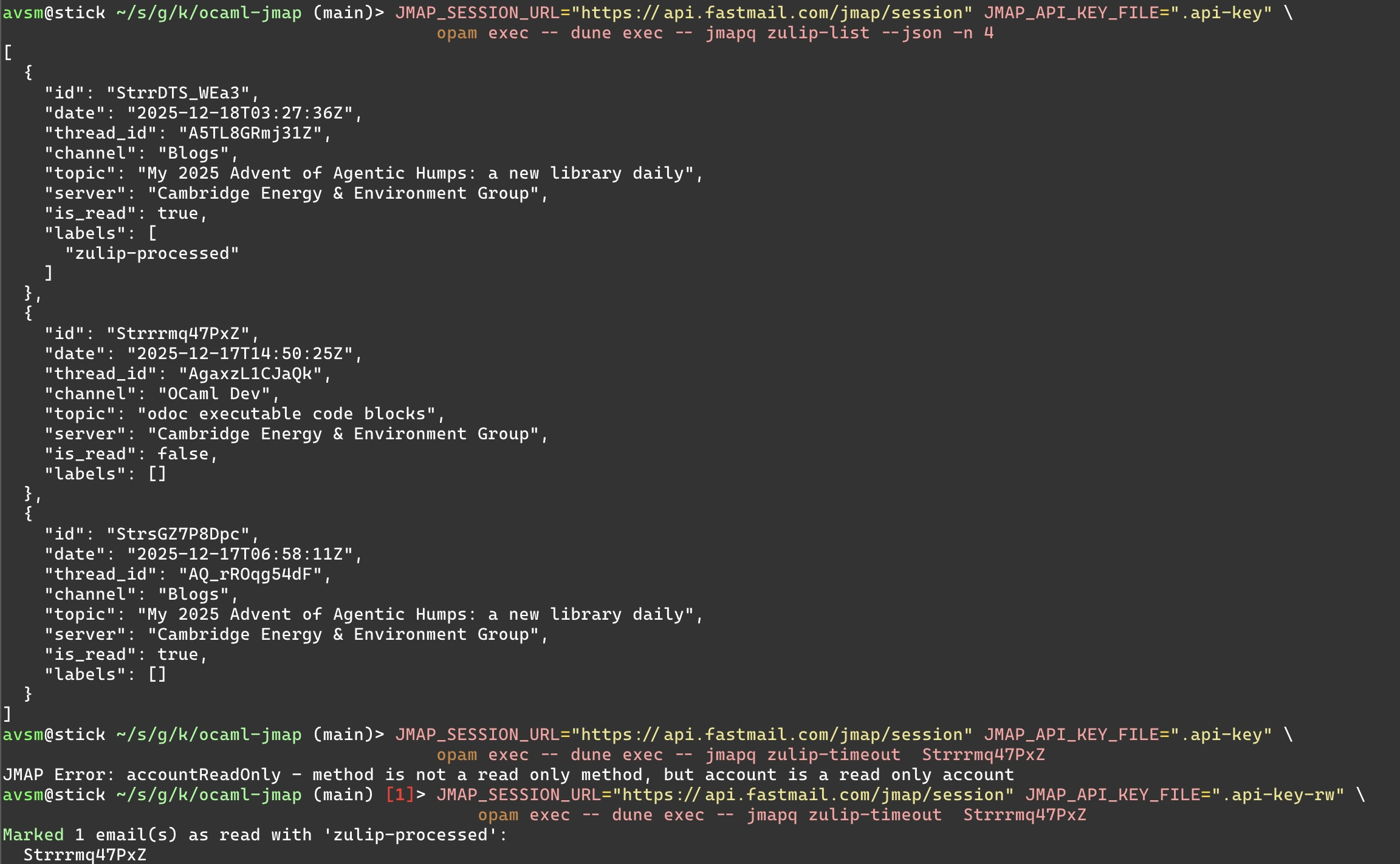 Running AI against my live email with a vibe coded client is not how I imagined 2025 to go.