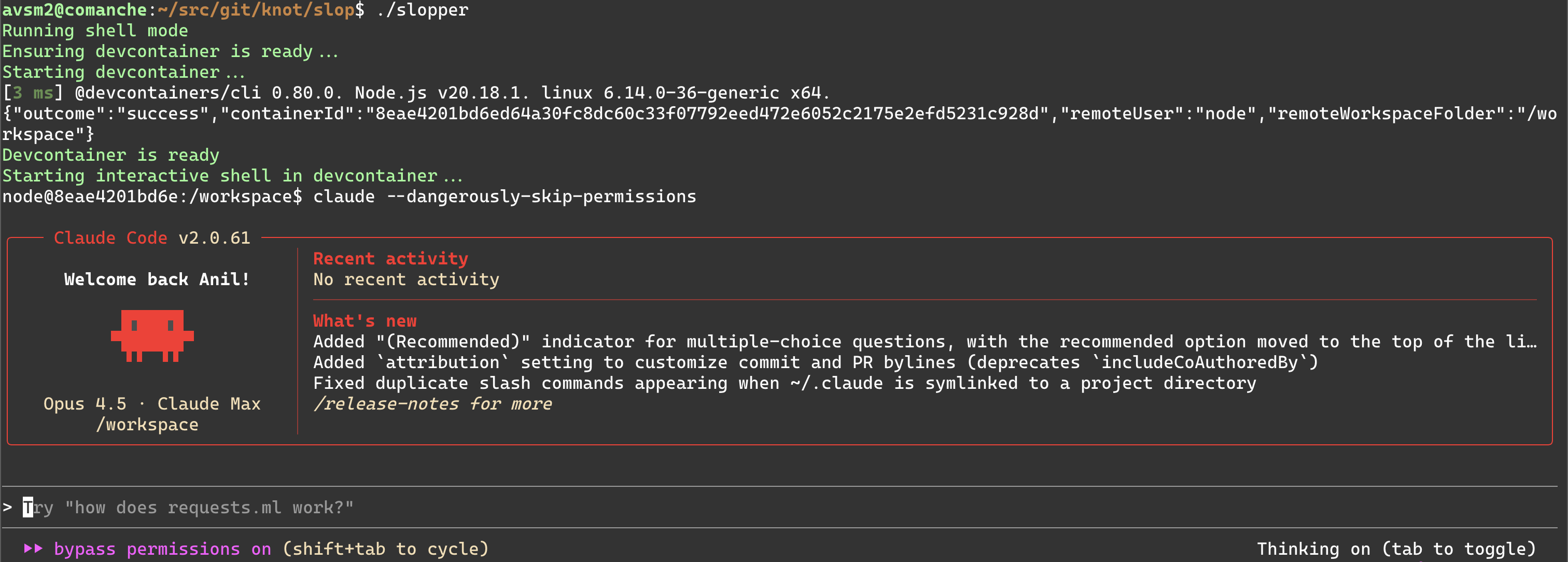 The Claude devcontainer works great with tmux and Docker sandboxing The Claude devcontainer works great with tmux and Docker sandboxing
