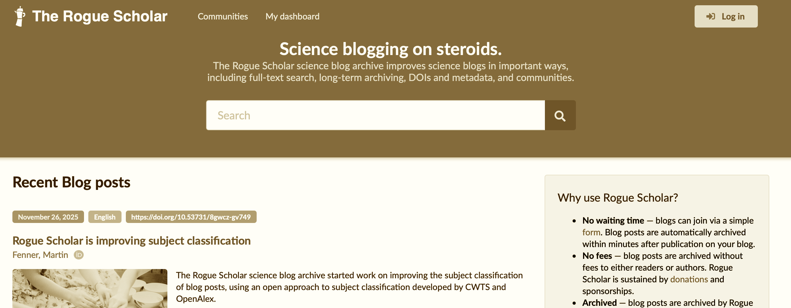 You too can sign up to the Rogue Scholar with your blog!