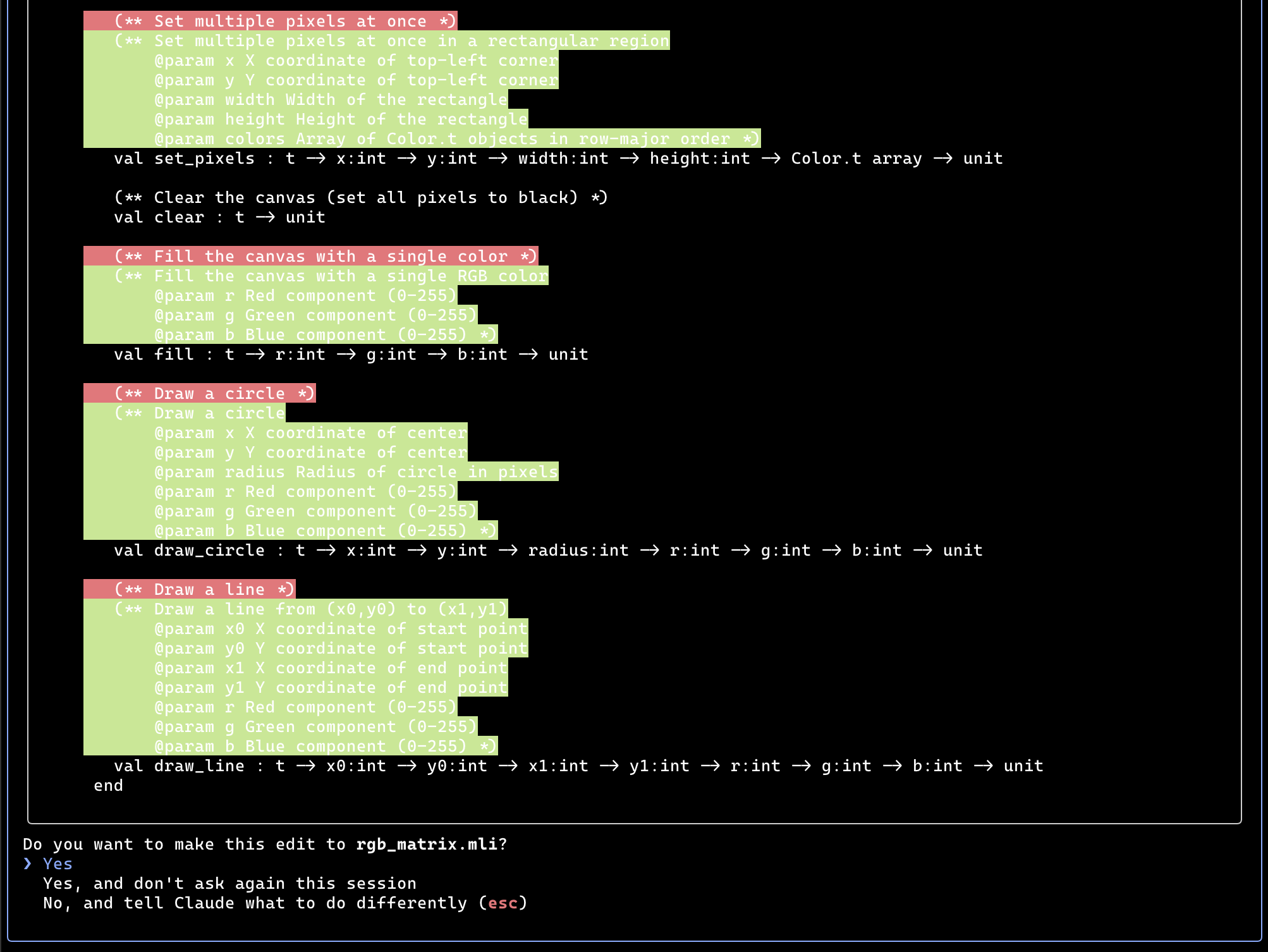 These OCamldoc entries are generated automatically from the C header files