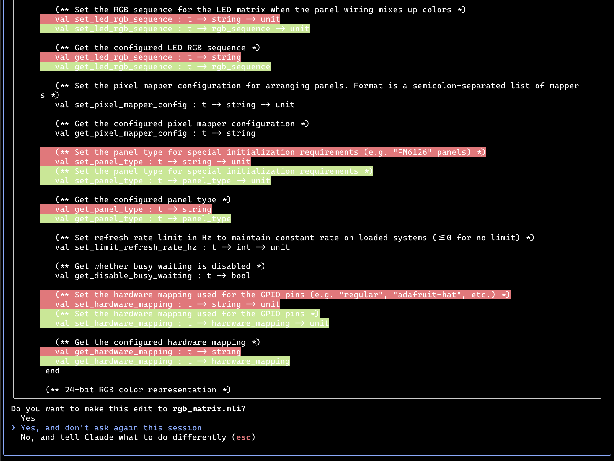 The patches to the interface and implementation added in more abstract types as requested