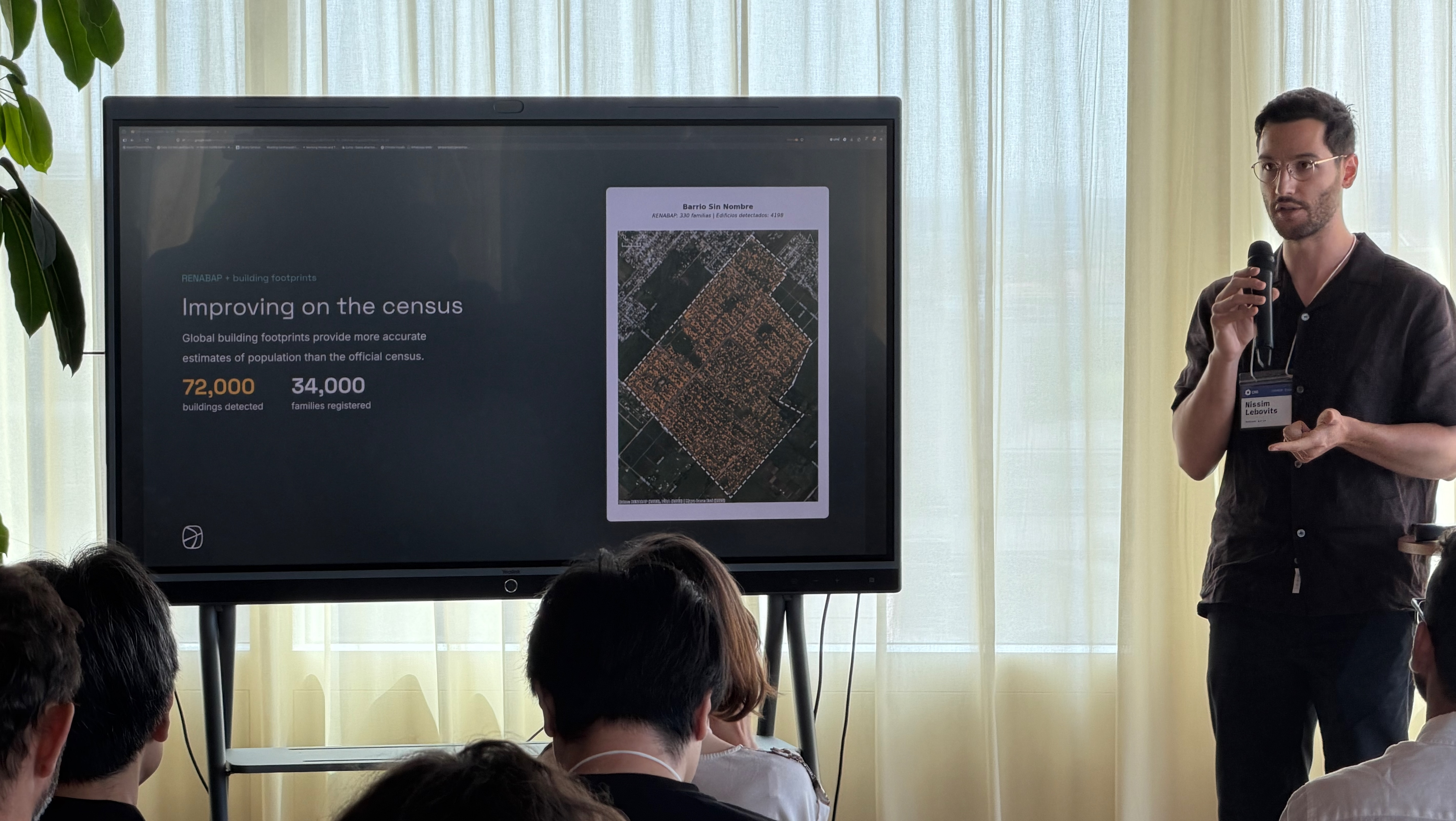 Improving on the census: 72,000 buildings detected against 34,000 families registered.