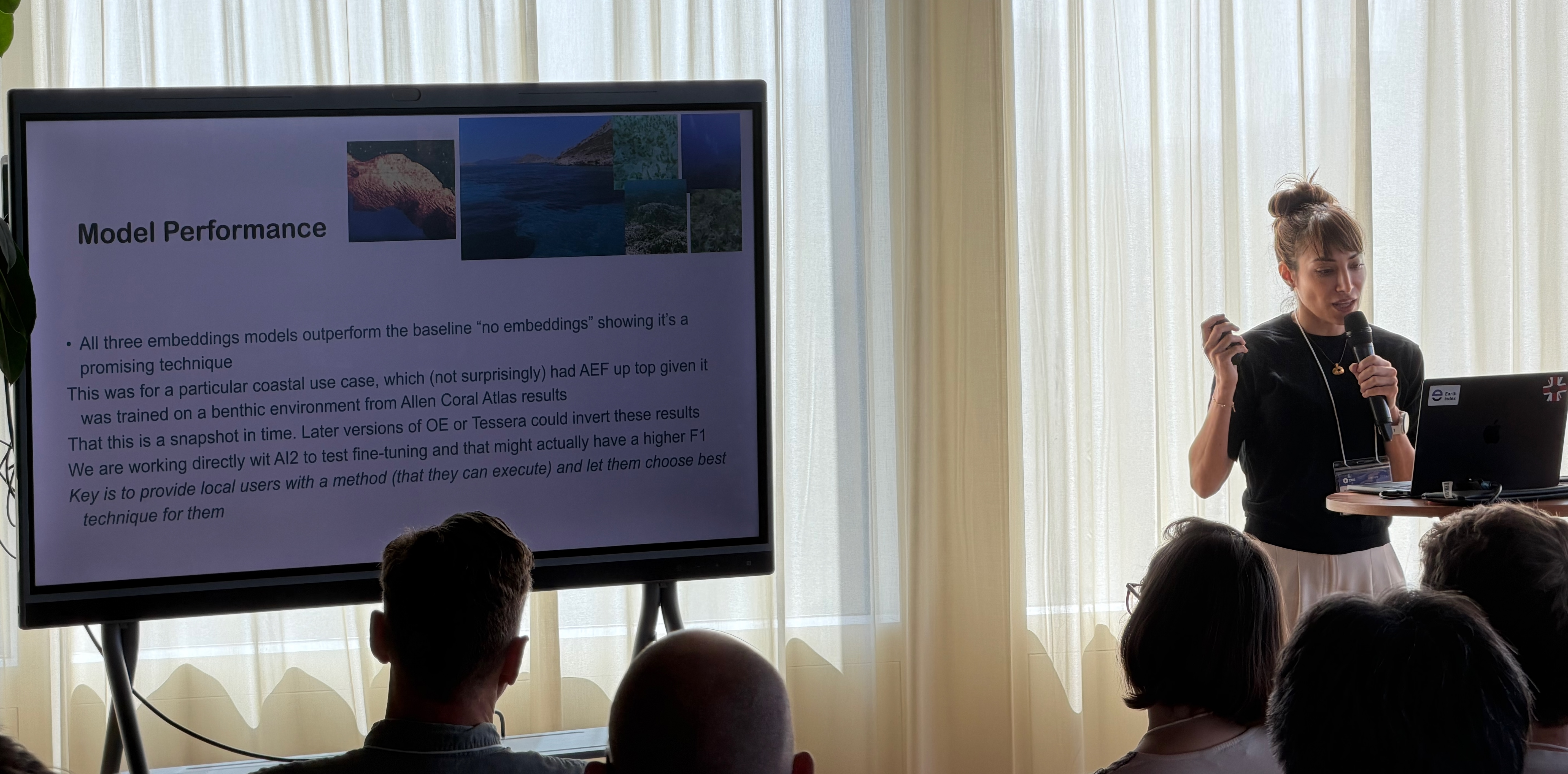 Every embedding outperforms the no-embedding baseline on the benthic case.