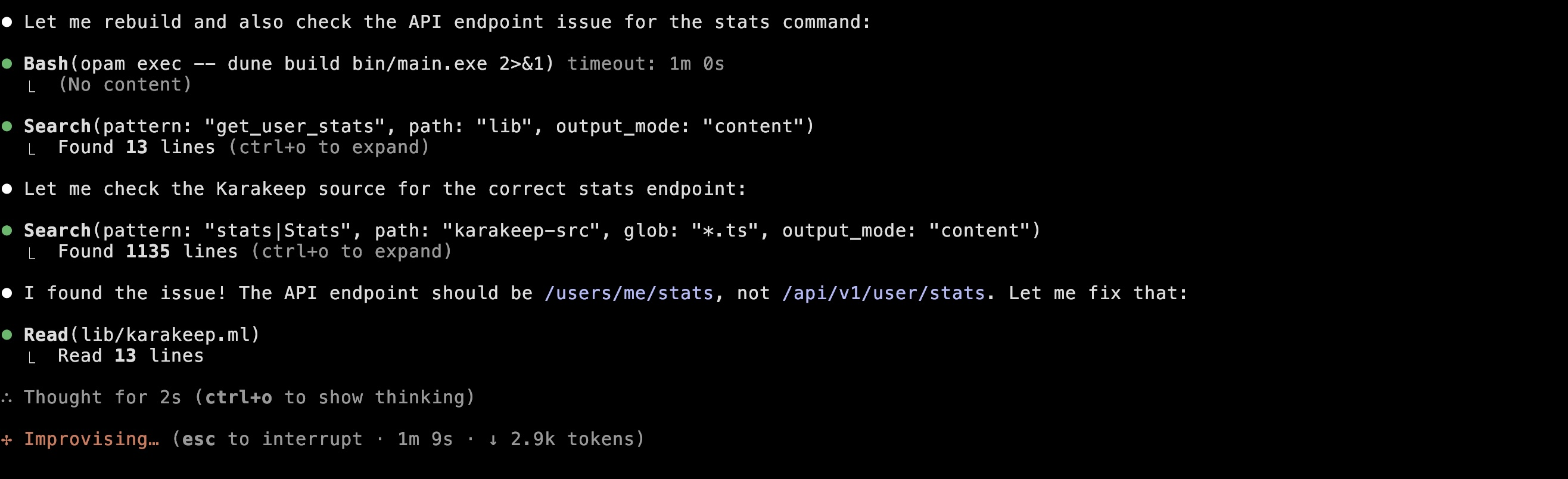 The agent live debugs the missing JSON fields, looks up the original Karakeep source, and fixes the jsont codecs The agent live debugs the missing JSON fields, looks up the original Karakeep source, and fixes the jsont codecs