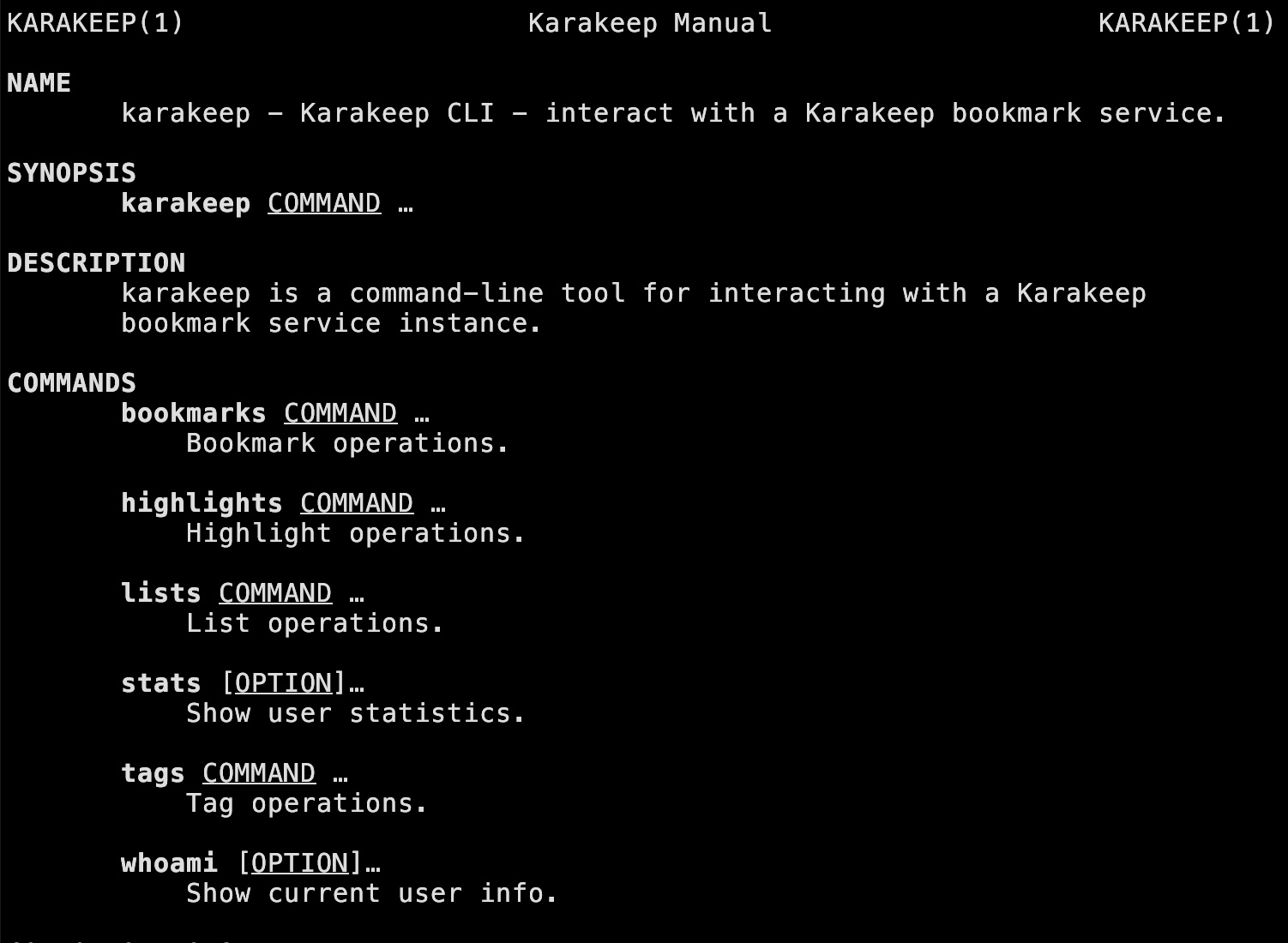 I could just invoke the new karakeep CLI and try out different API functionality directly. I could just invoke the new karakeep CLI and try out different API functionality directly.