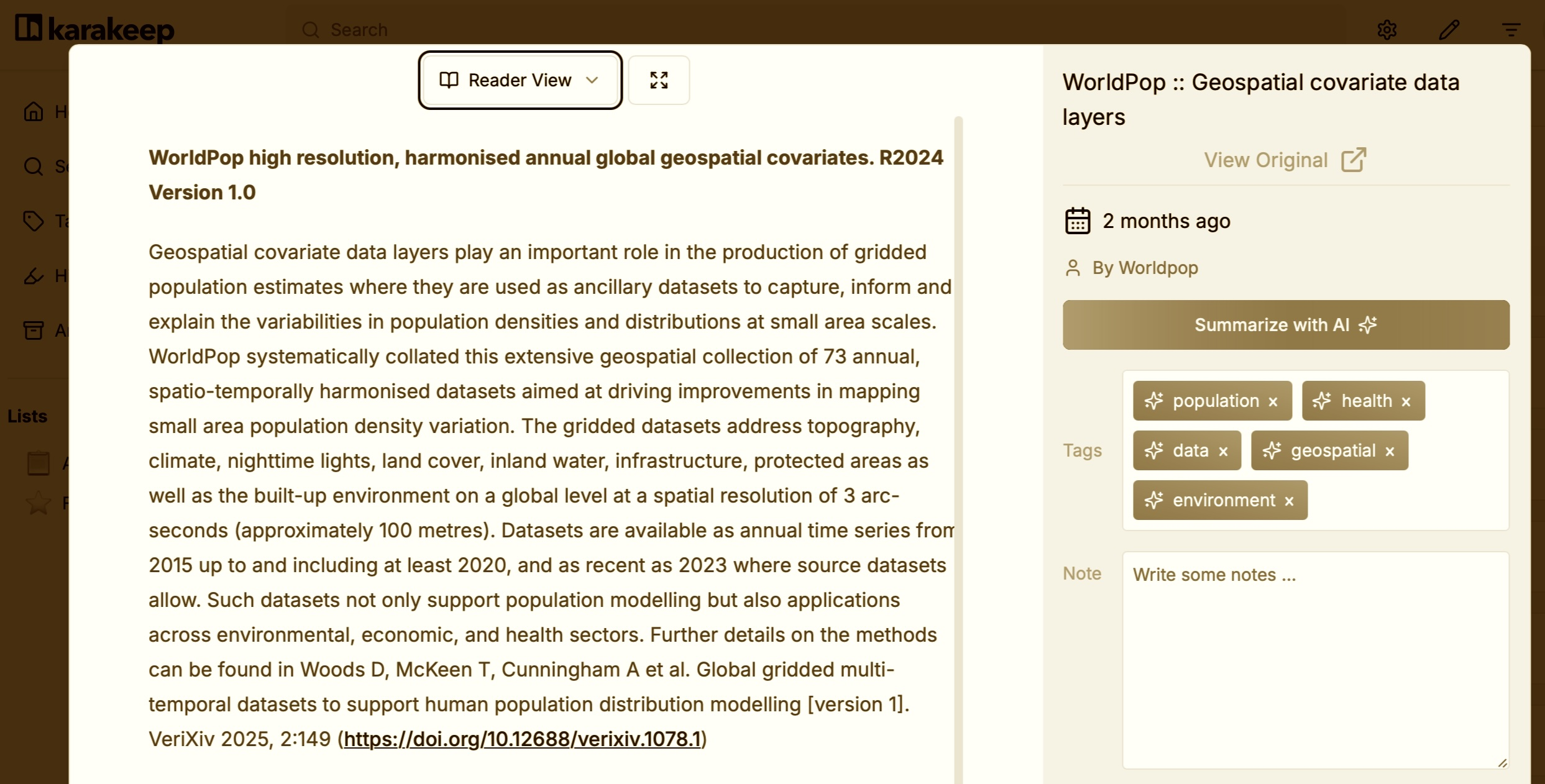 I keep a ton of bookmarks in Karakeep, and its Reader mode is convenient to quickly scan papers and such. I keep a ton of bookmarks in Karakeep, and its Reader mode is convenient to quickly scan papers and such.