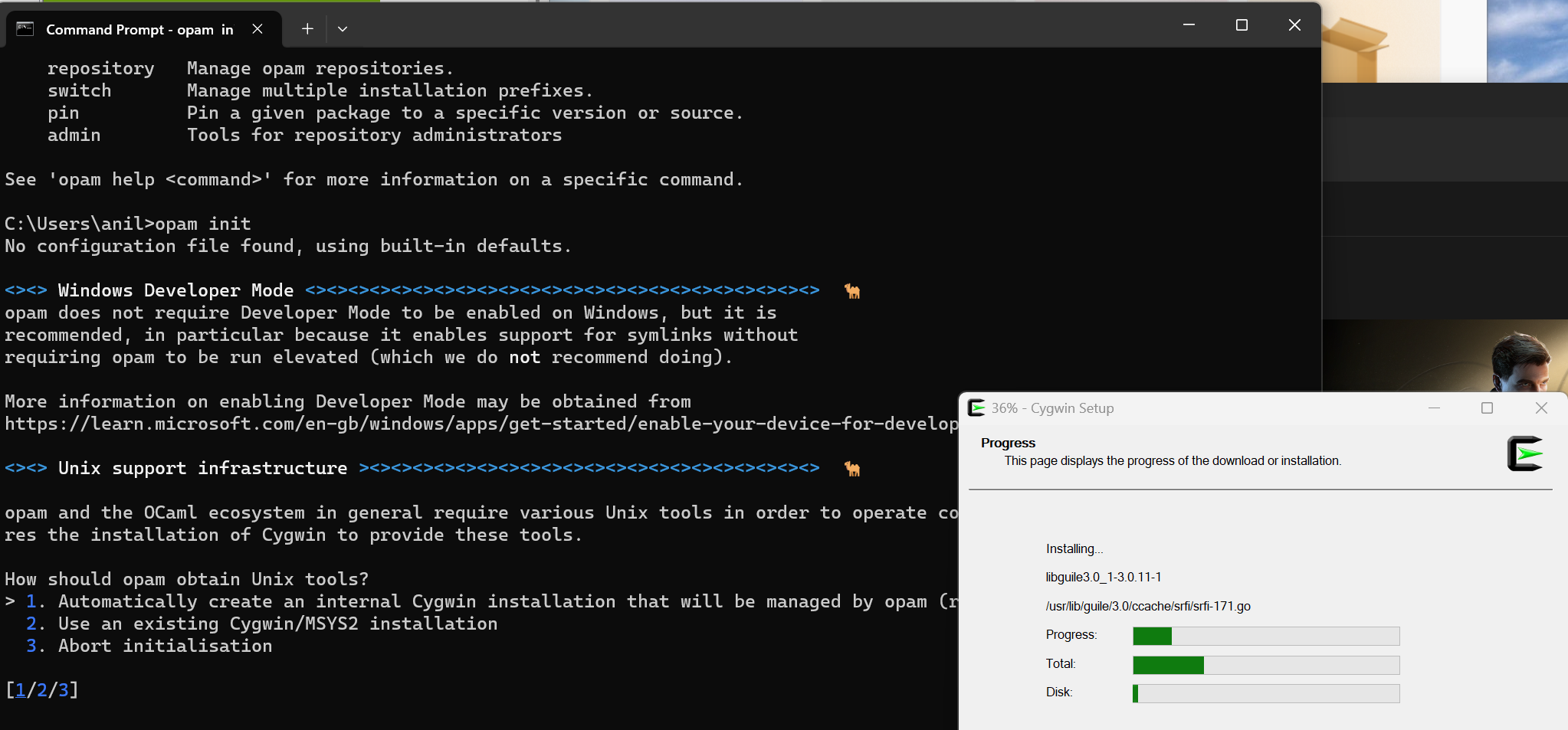 opam has a Windows installer now and getting up and running was easy!