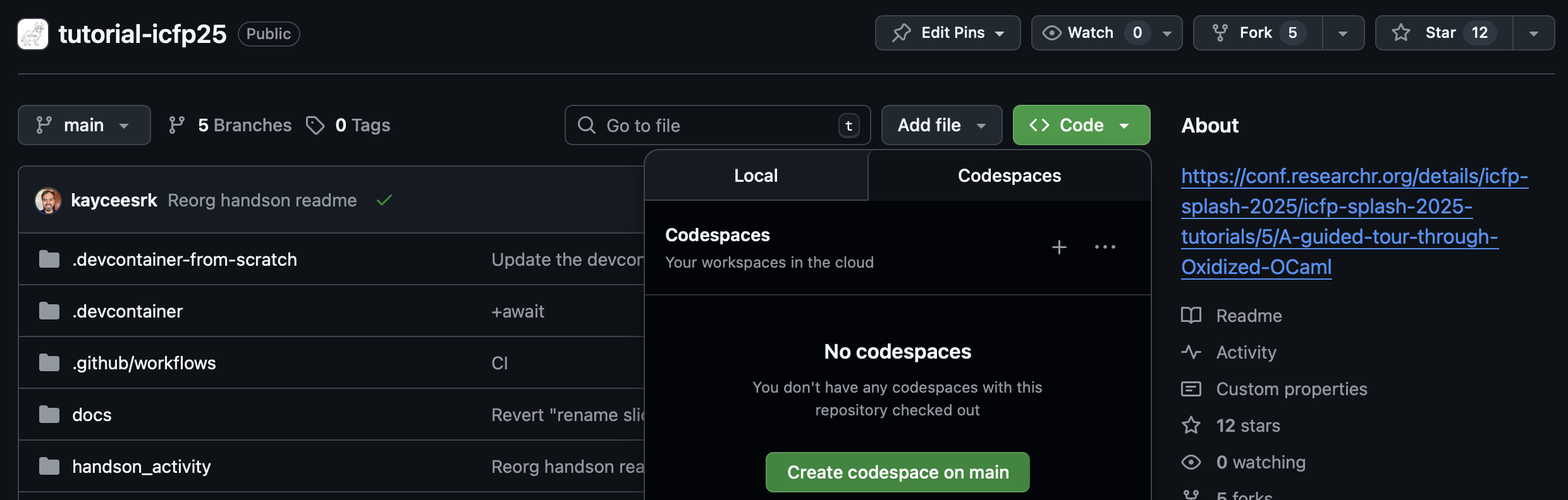 Just click on the tutorial repo to get an online environment Just click on the tutorial repo to get an online environment