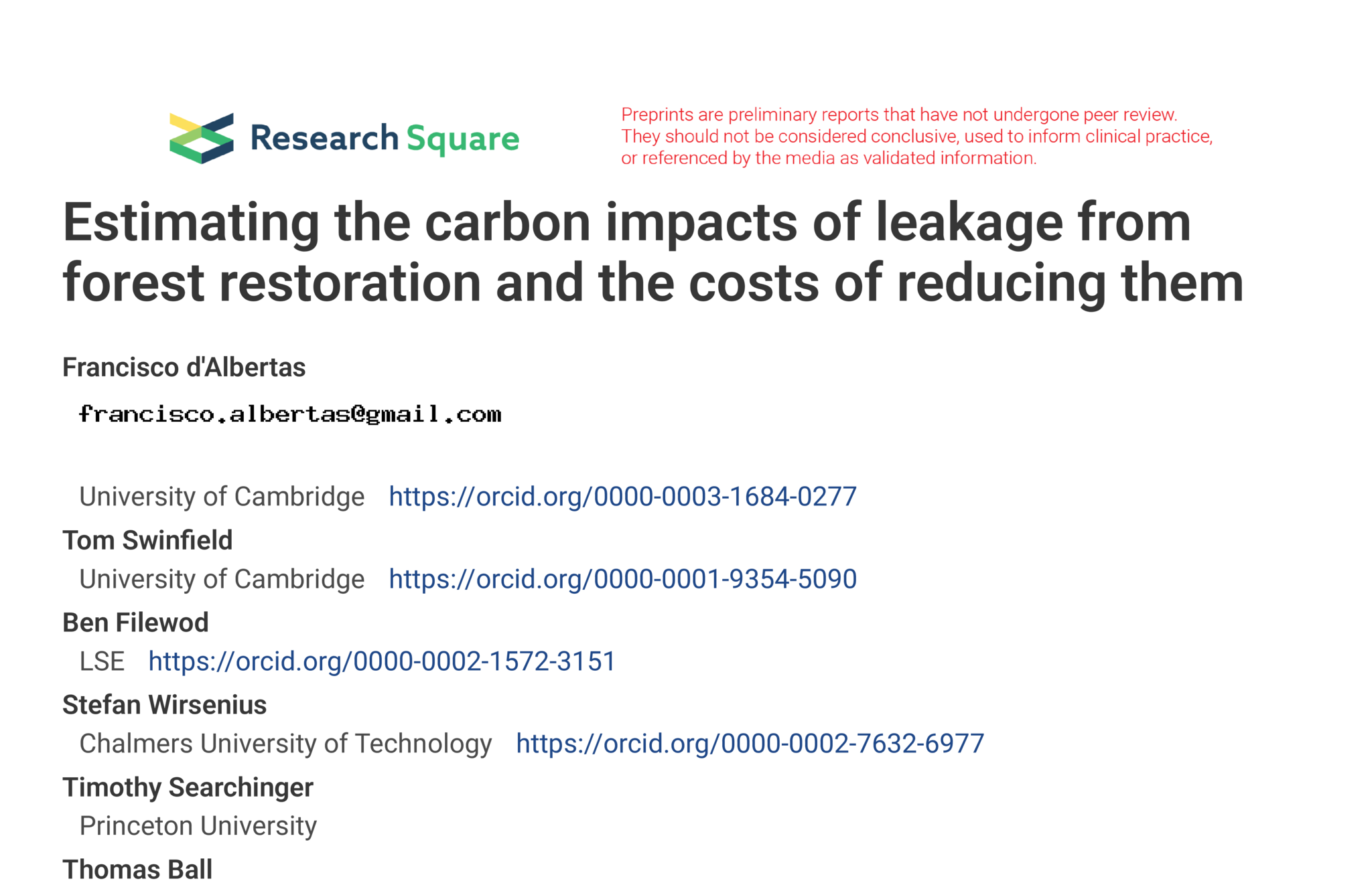 Estimating the carbon impacts of leakage from forest restoration and the costs of reducing them