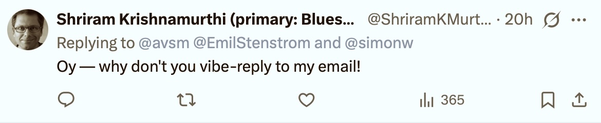 Shriram vibes a fair criticism of my current email strategy