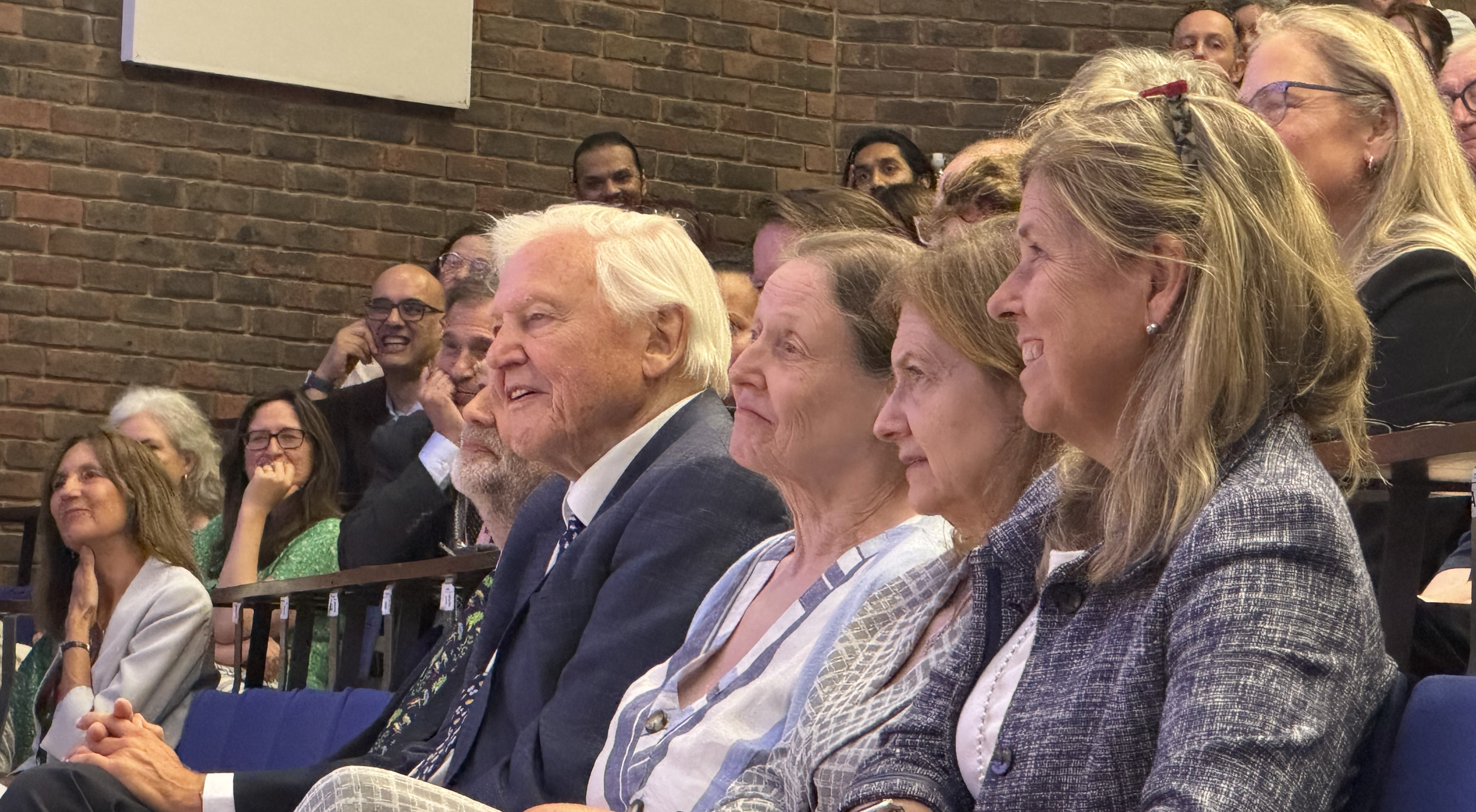 Sir David and Susan Attenborough, Becky Kilner, Melissa Leach, Mike Rands, Debbie Prentice, Alison Traub, half of Lynn Dicks, and meeeeeeeeeee in the back!! (photo credit: Stu Butchart)