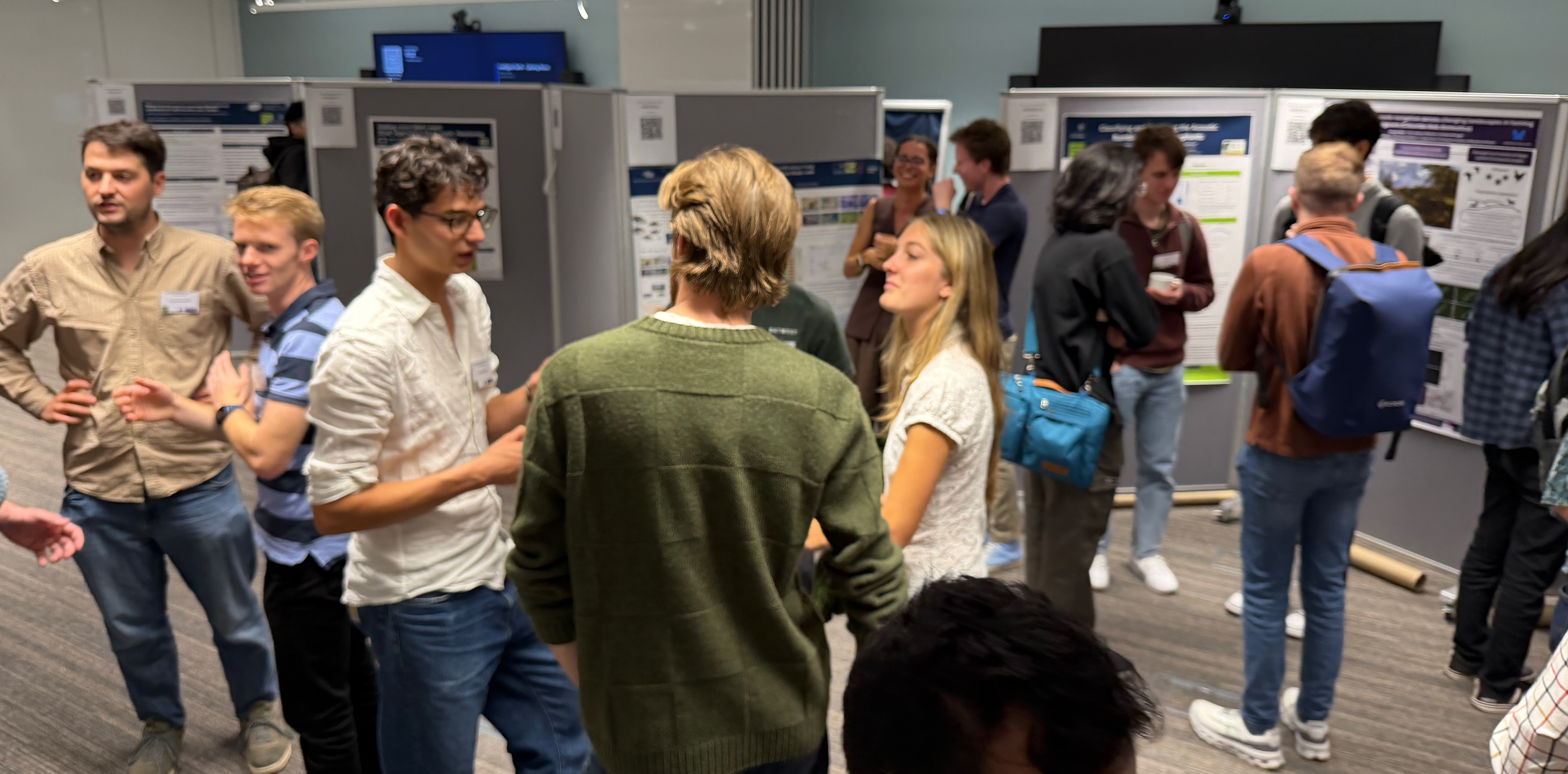 A buzzing student poster session in Oxford at the Intelligent Earth CDT.