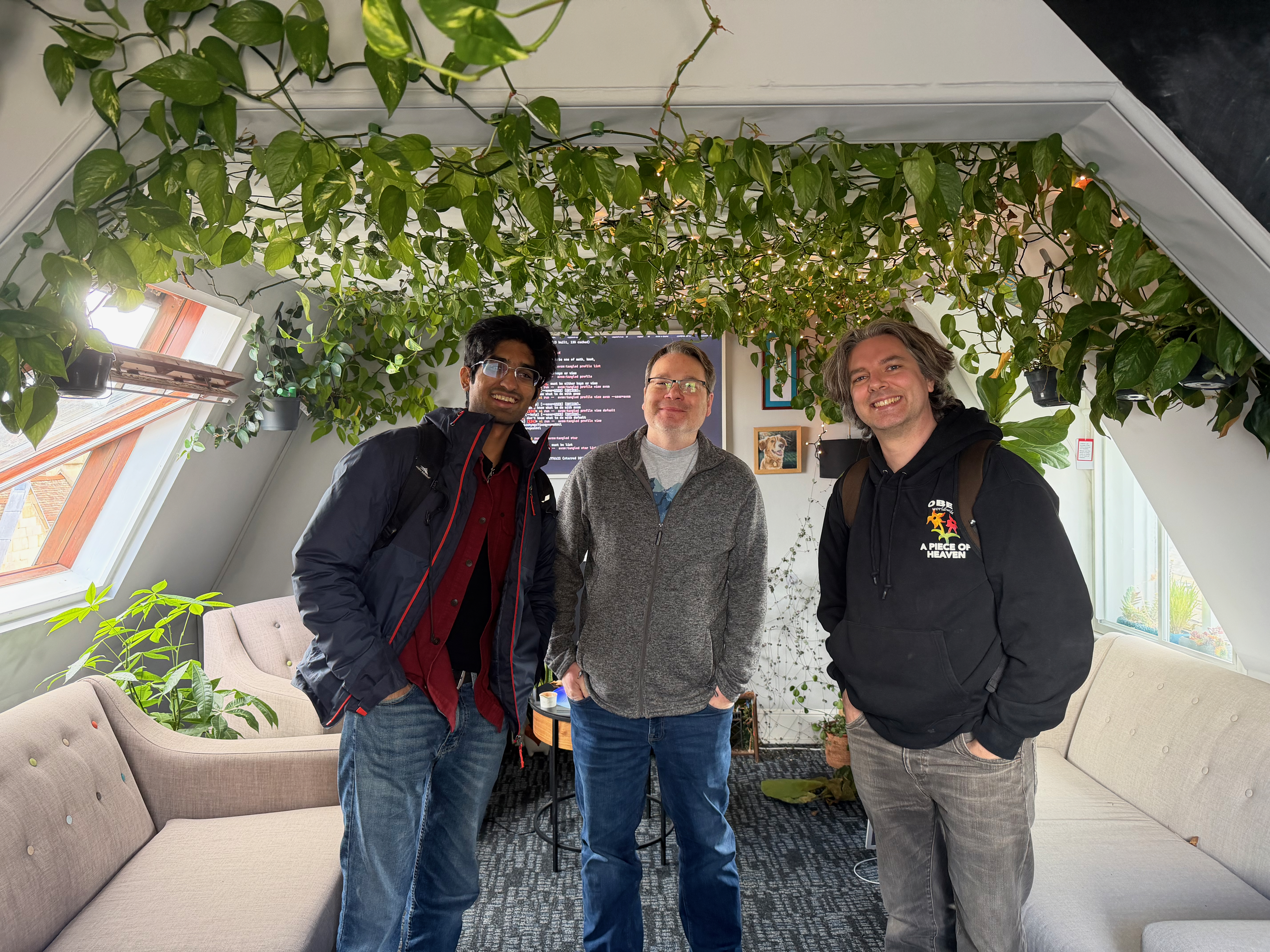 Akshay, Jon, Mark and me hang out in my jungle